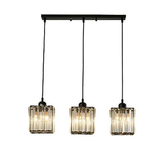 Modern minimalist three-head chandelier personality bar restaurant living room metal crystal pendant lamp