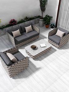 Customizable Freight Free Nordic Outdoor Sofa Courtyard Terrace Hotel Garden Sofa Waterproof Rattan Woven Furniture Set