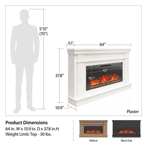 Ameriwood Home Elmdale Wide Mantel with Linear Electric Fireplace, Plaster