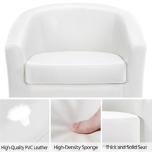 Load image into Gallery viewer, Upholstered Barrel Arm Accent Tub Chair, White Faux Leather Living Room Chairs Single Sofa Dressing Chair
