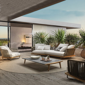 High Quality outdoor sofa teak aluminum alloy modern style living room garden furniture set
