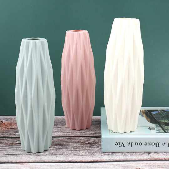 Flower Vase White Imitation Ceramic Flower Pot Decoration Home Plastic Vase