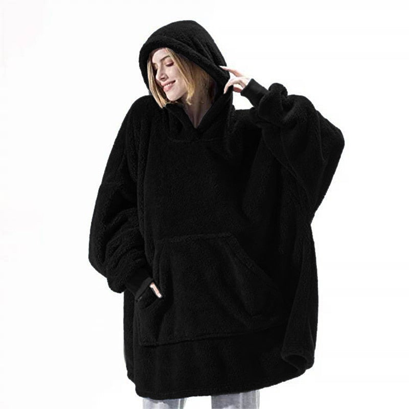 HMSU Warm Thick TV Hooded Sweater Blanket Unisex Giant Pocket Adult and Children Fleece Weighted Blankets for Beds Travel home