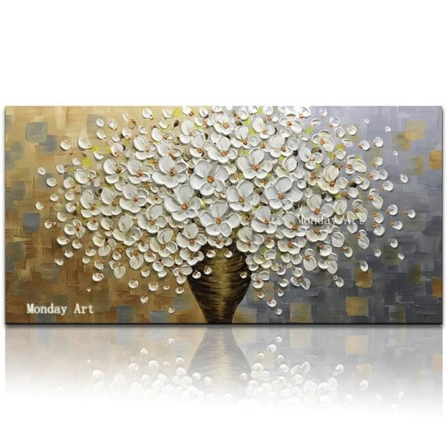 Large Gold Money Tree Flower Oil Painting On Canvas - decoratebyyou