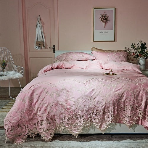 Lace Egyptian cotton Queen King size Bedding Set - decoratebyyou