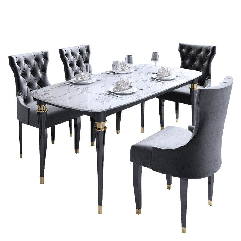 Light luxury post-modern American marble solid wood dining table and chair combination - decoratebyyou
