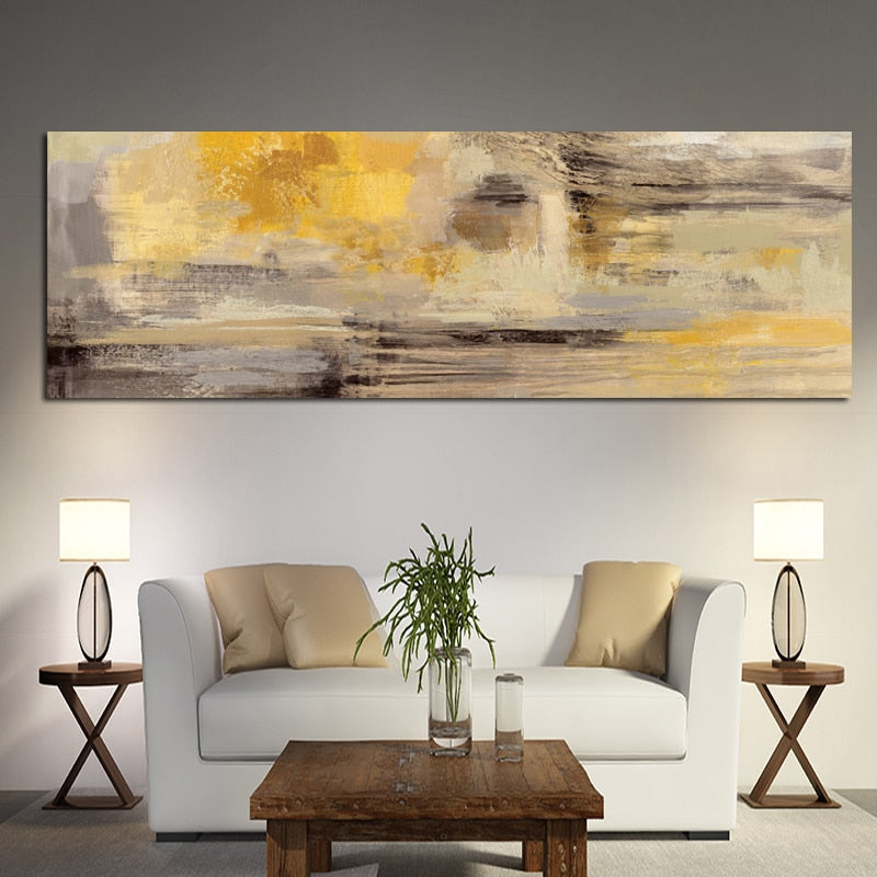 Abstract Yellow Oil Painting on Canvas - decoratebyyou