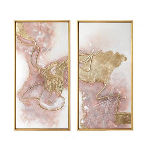 2 Pcs Hand Painted Abstract Oil Painting on Canvas - decoratebyyou