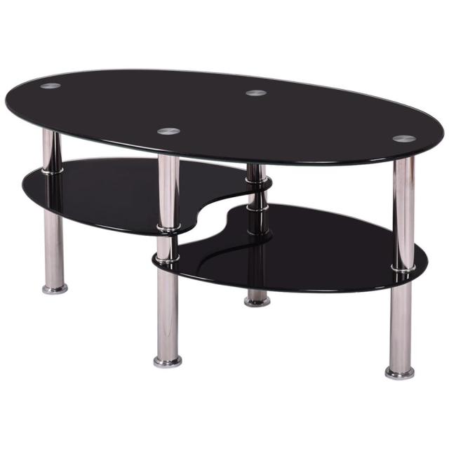 Tempered Glass Oval Side Coffee Table - decoratebyyou
