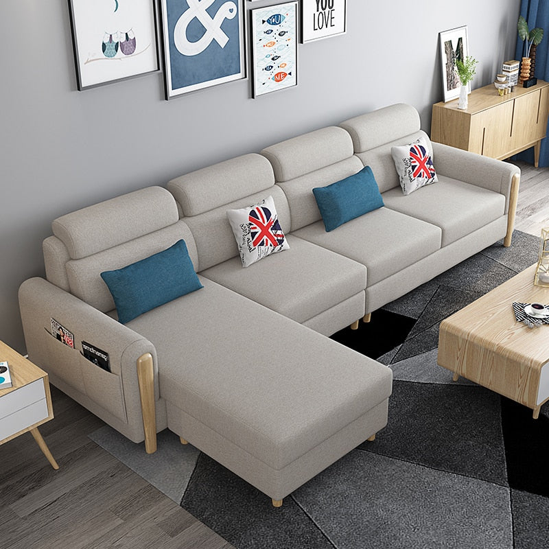 fabric sofa combination small apartment living - decoratebyyou