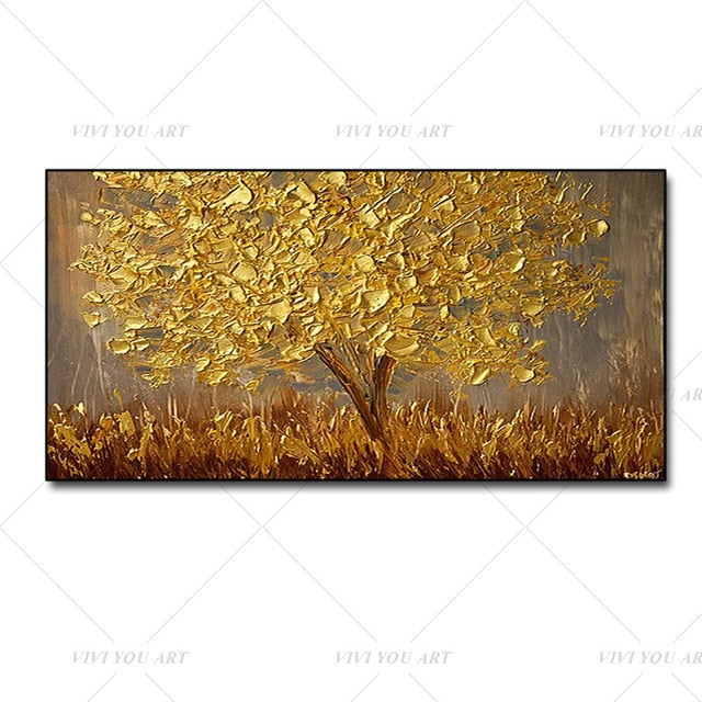 Hand Painted Knife Gold Tree - decoratebyyou