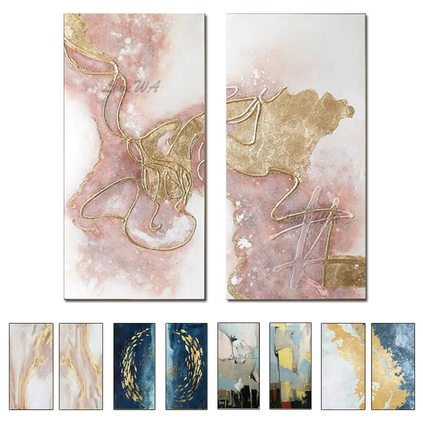 2 Pcs Hand Painted Abstract Oil Painting on Canvas - decoratebyyou
