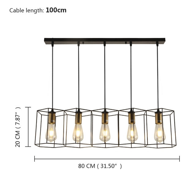 Loft 3/5 Light Metal Bar Hanging Light Fixture - decoratebyyou