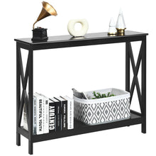Load image into Gallery viewer, 2-Tier Console Table X-Design Bookshelf Sofa Side Accent Table

