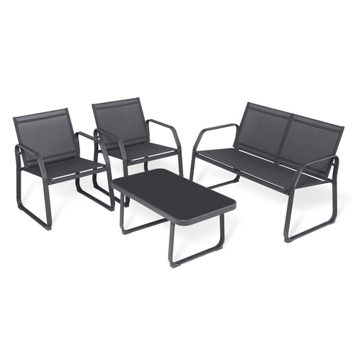 4 Seater Garden Furniture Set with 2*ArmChairs,1*Double Chair Sofa,1*Glass Coffee Table - decoratebyyou