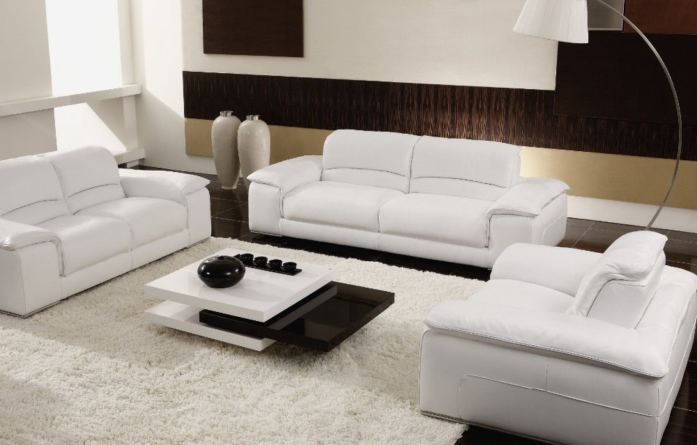White Leather sofa ,white/beige Leather Living Room chair - decoratebyyou